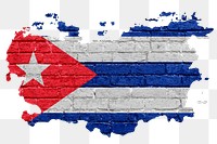 Cuba's flag png sticker, brick wall texture design