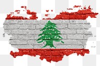 Lebanon's flag png sticker, brick wall texture design