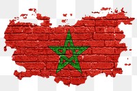 Morocco's flag png sticker, brick wall texture design