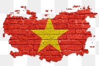 Vietnam's flag png sticker, brick wall texture design