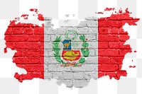 Peru's flag png sticker, brick wall texture design