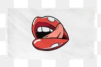 Red lips png flag sticker, transparent background