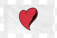 Red heart png flag sticker, transparent background