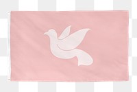 Dove png sticker, pink flag transparent background