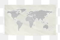 World map png sticker, white flag transparent background