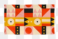 Bauhaus inspired patterned png flag graphic, transparent background