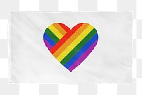 Rainbow heart png sticker, white flag transparent background