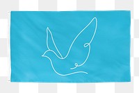 Dove png sticker, blue flag transparent background