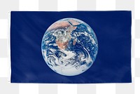 Earth png sticker, blue flag transparent background