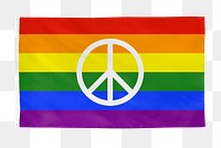 Rainbow flag png, peace sign sticker, LGBTQ pride, transparent background