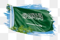 Saudi Arabia flag png sticker, brush stroke design, transparent background