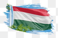 Hungary flag png sticker, brush stroke design, transparent background
