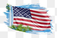 USA flag png sticker, brush stroke design, transparent background