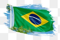 Brazil flag png sticker, brush stroke design, transparent background