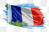 France flag png sticker, brush stroke design, transparent background