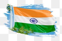 India flag png sticker, brush stroke design, transparent background