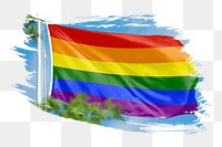 Rainbow flag png sticker, brush stroke design, transparent background