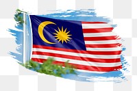 Malaysia flag png sticker, brush stroke design, transparent background