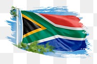 South Africa flag png sticker, brush stroke design, transparent background