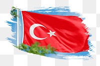 Turkey flag png sticker, brush stroke design, transparent background