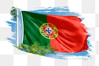 Portugal flag png sticker, brush stroke design, transparent background