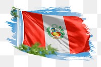 Peru flag png sticker, brush stroke design, transparent background