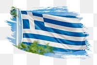 Greece flag png sticker, brush stroke design, transparent background