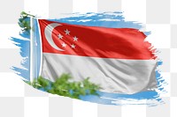Singapore flag png sticker, brush stroke design, transparent background