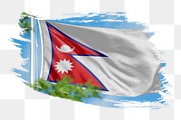 Nepal flag png sticker, brush stroke design, transparent background