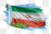 Iran flag png sticker, brush stroke design, transparent background