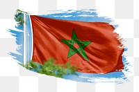 Morocco flag png sticker, brush stroke design, transparent background