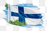 Finland flag png sticker, brush stroke design, transparent background