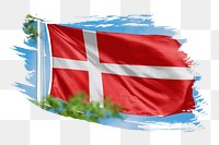 Denmark flag png sticker, brush stroke design, transparent background