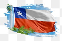 Chile flag png sticker, brush stroke design, transparent background