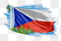 Czech Republic flag png sticker, brush stroke design, transparent background