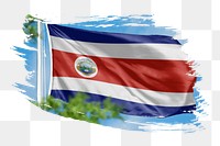 Costa Rica flag png sticker, brush stroke design, transparent background