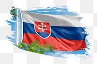 Slovakia flag png sticker, brush stroke design, transparent background