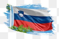 Slovenia flag png sticker, brush stroke design, transparent background