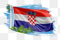 Croatia flag png sticker, brush stroke design, transparent background