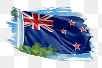 New Zealand flag png sticker, brush stroke design, transparent background
