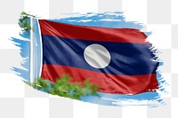 Laos flag png sticker, brush stroke design, transparent background