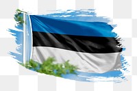 Estonia flag png sticker, brush stroke design, transparent background