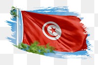 Tunisia flag png sticker, brush stroke design, transparent background