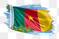 Cameroon flag png sticker, brush stroke design, transparent background