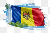 Moldova flag png sticker, brush stroke design, transparent background