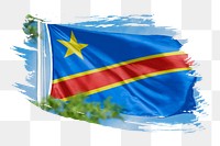 Congolese flag png sticker, brush stroke design, transparent background