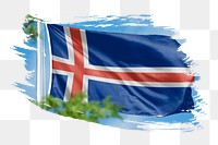 Iceland flag png sticker, brush stroke design, transparent background