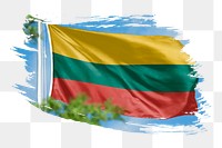 Lithuania flag png sticker, brush stroke design, transparent background