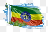 Ethiopia flag png sticker, brush stroke design, transparent background