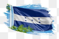 Honduran flag png sticker, brush stroke design, transparent background